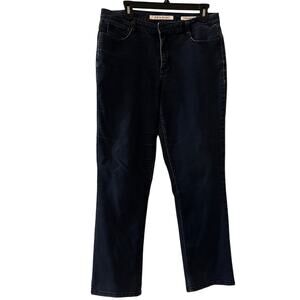 Jones New York dark wash straight leg rhinestoned back pocket jeans size 12P